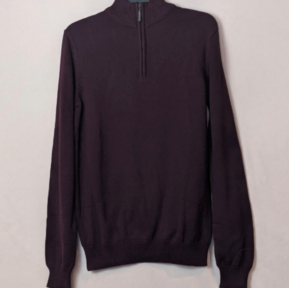 Brave Soul Maroon Purple High Neck Quarter Zip Pullover Sweater size XS